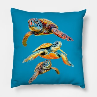 Beautiful Colorful Sea Turtles Pillow