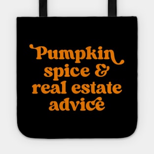 Retro Pumpkin Spice And Real Estate Advice Funny Real Estate Agent Halloween Tote