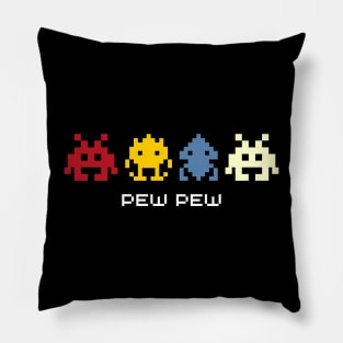 Pew Pew, vintage arcade coin op space invaders Pillow