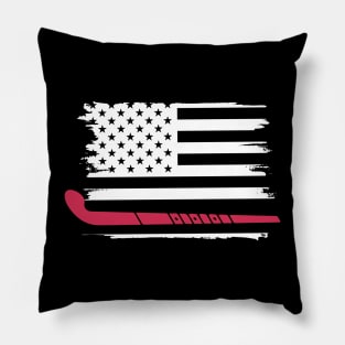 hockey american flag t shirt Pillow