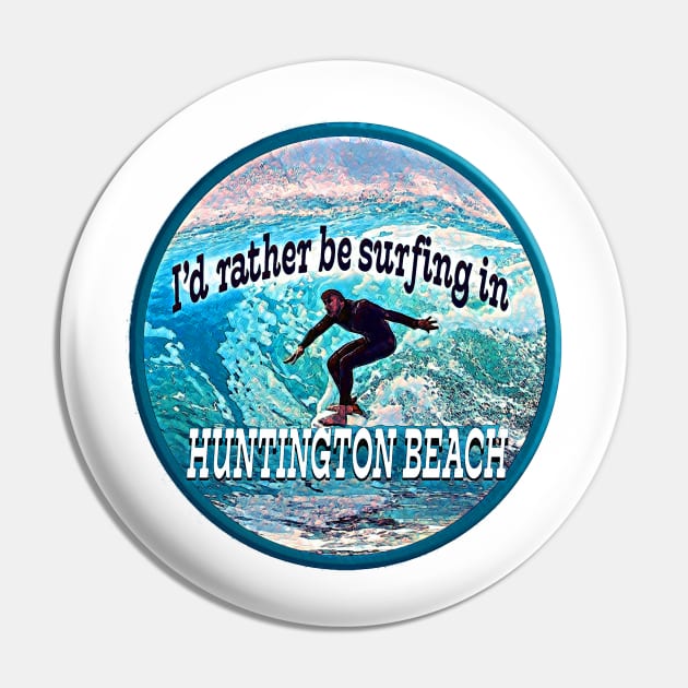 Huntington Beach, California Surfing Logo Pin by AmeliaCarrie