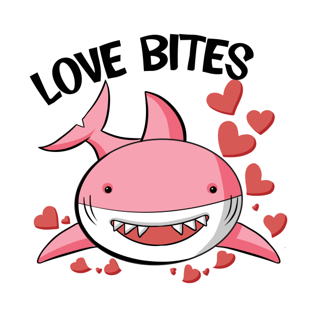 Love Bites Cute Shark Kids Valentines Day by Nessanya