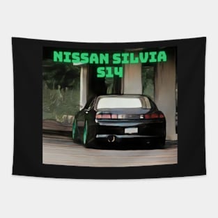 Nissan Silvia S14 - Cartoon Design Tapestry