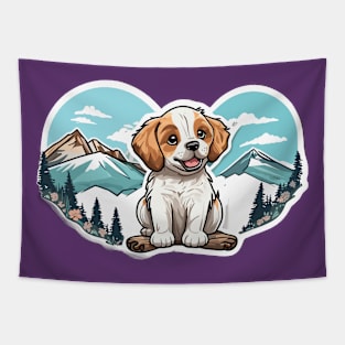 Orange Dog Mountain View Art Tapestry