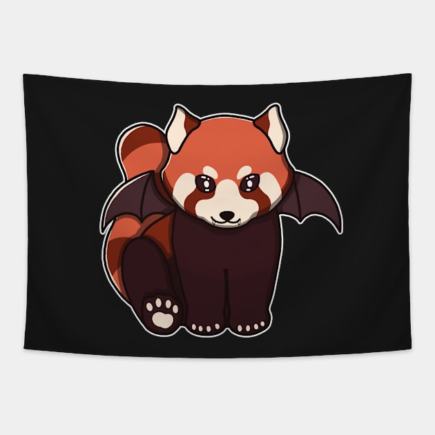 Cute Vampire Red Panda Tapestry by Luna Illustration