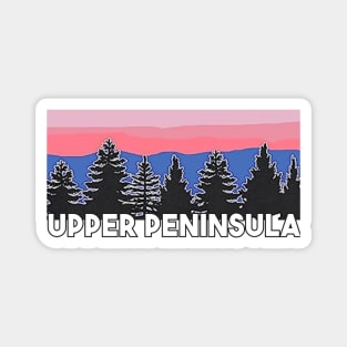 Yooper Life Upper Peninsula Blush Pine Tree Sunset Magnet