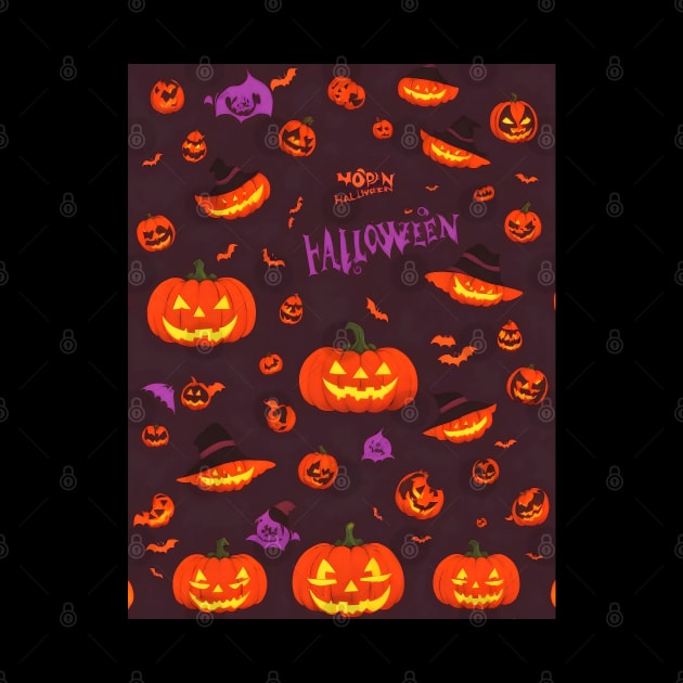 Halloween Spooky Orange Pumpkin Pattern by TrendyTees