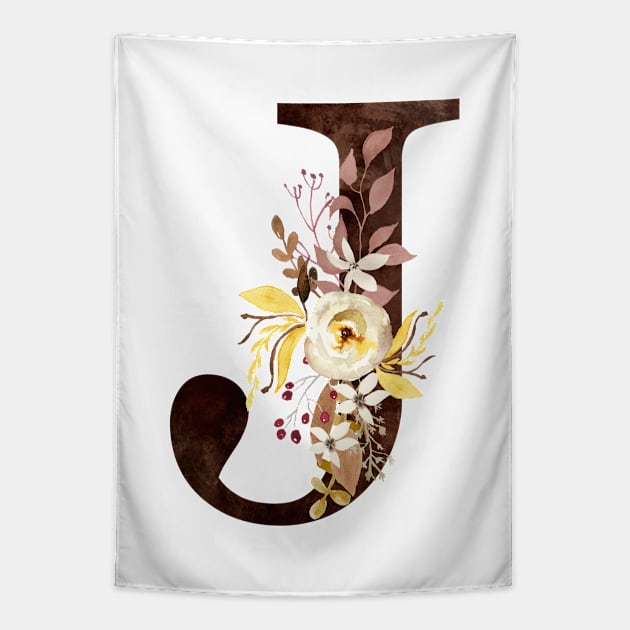 Floral Monogram J Lovely Autumn Foliage Tapestry by floralmonogram