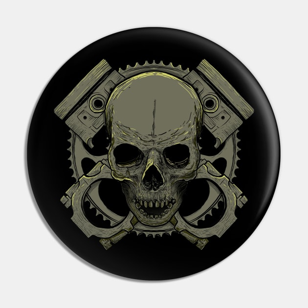 Gear and Skull Pin by DeathAnarchy