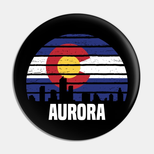 Aurora Colorado CO Group City Silhouette Flag Gift Pin by jkshirts
