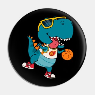 Dinosaur Playing Basketball Pin