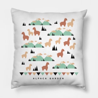 Alpaca Garden Illustration Pillow