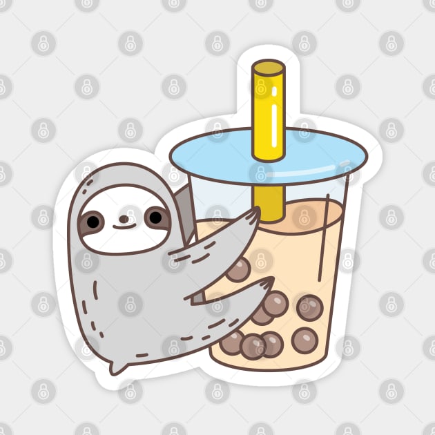 Sloth loves bubble tea Magnet by Noristudio