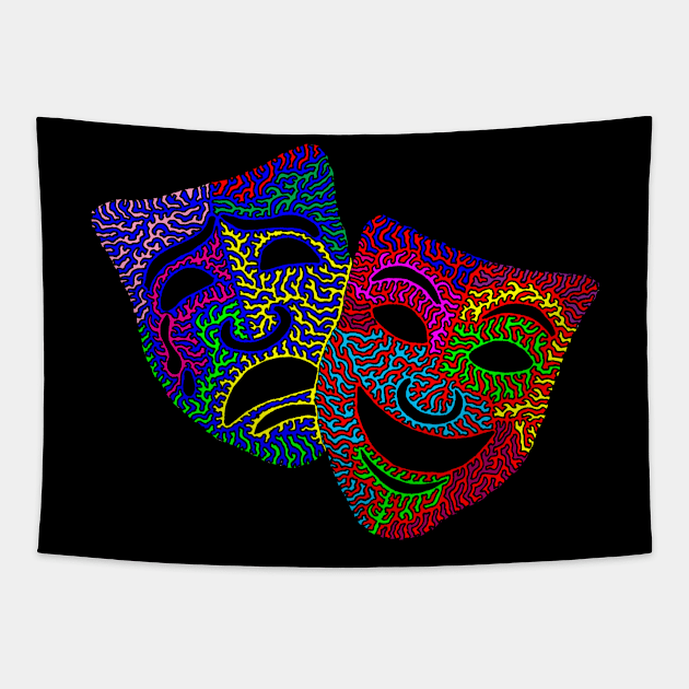 comedy & Tragedy Masks Tapestry by NightserFineArts