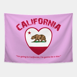 Bear Flag, Flag of California, Grizzly bear, “I’m going to California, I’m gonna be a star.” Tapestry