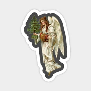 Vintage Christmas Angel holding tree and toys Magnet