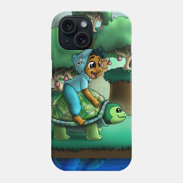 African American Boy and Turtle Phone Case by treasured-gift