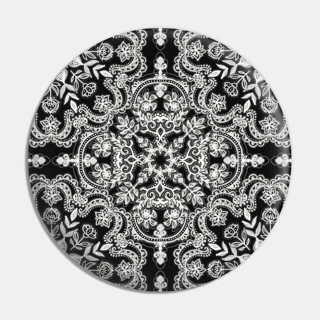 Black & White Folk Art Pattern Pin by micklyn