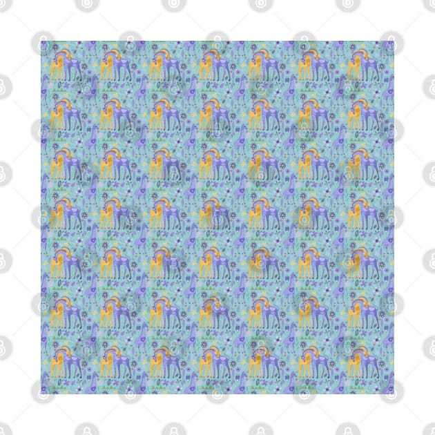 Loving Giraffes in Purple, Teal and Yellow by FabulouslyFestive