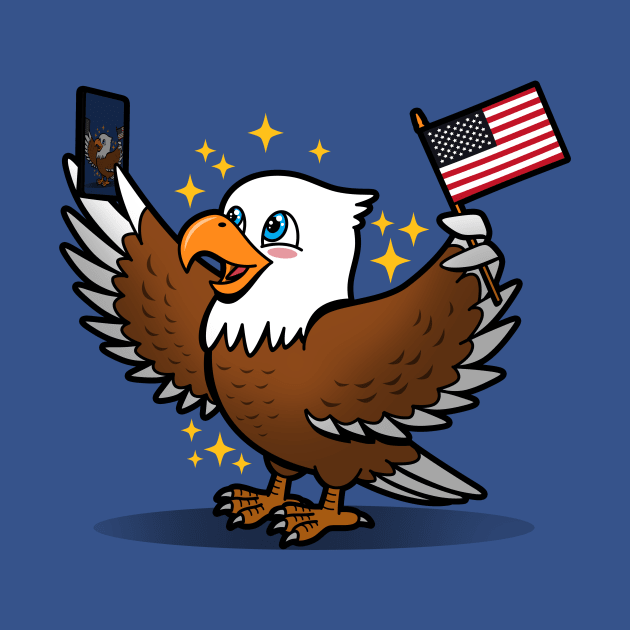 Funny Cute American Bald Eagle Taking Selfie 4th Of July Proud American Cartoon by Originals By Boggs