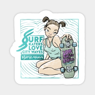 Surf skaters love city waves Magnet