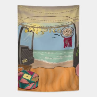 Camper Van Life - at the beach Tapestry