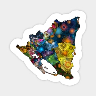 Spirograph Patterned Nicaragua Departments Map Magnet