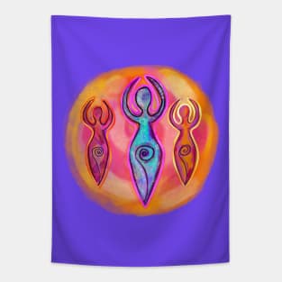 Triple Goddesses Abstract Female Icons Tapestry