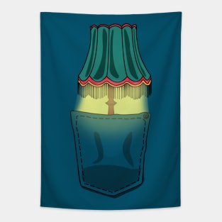 Retro Radiance - Vintage Lamp Pocket Glow Tapestry