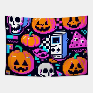 PATRON CALABAZAS Y CALAVERAS PIXELADAS 4 Tapestry