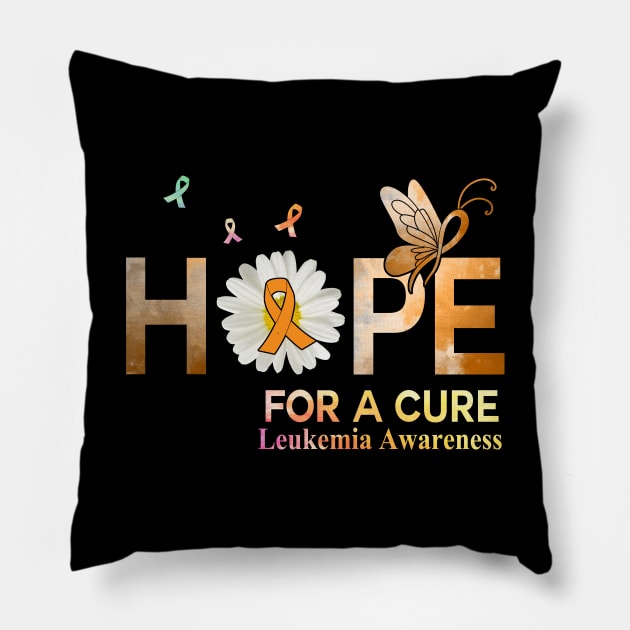 Hope For A Cure Butterfly Flower Leukemia Pillow by HomerNewbergereq