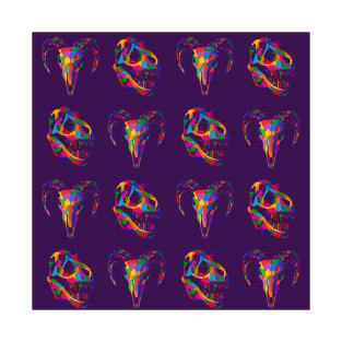 Animal Skull Pattern Wpap Style Purple Background T-Shirt