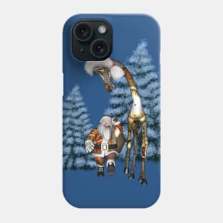 Merry Christmas, steampunk Santa Claus with steampunk giraffe Phone Case