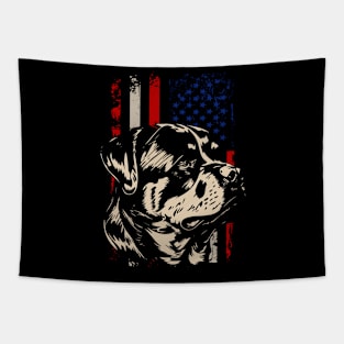 Urban Rottweiler American Flag Talk Triumph for Dog Enthusiasts Tapestry