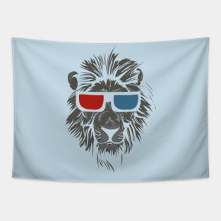 Lion Face wearing Stereoscopic 3D Glasses Tapestry