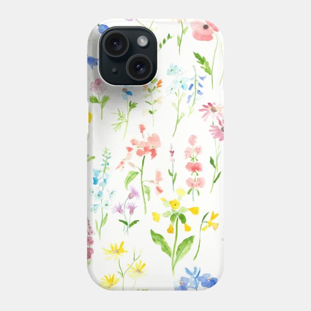 colorful spring garden watercolor painting Phone Case by colorandcolor