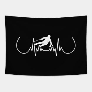 Skiing Heartbeat Tapestry