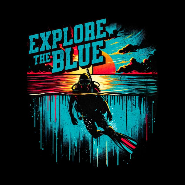 Explore the Blue Scuba Diver Design by Miami Neon Designs