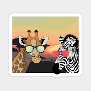 Cool zebra and giraffe Magnet