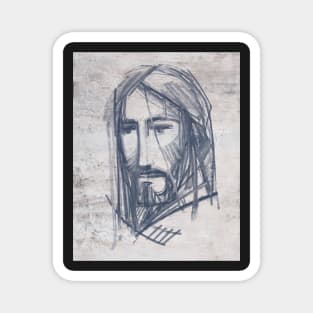 Jesus Christ Face ink digital illustration Magnet