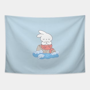 Cute Bunny relaxing in the beach Tapestry