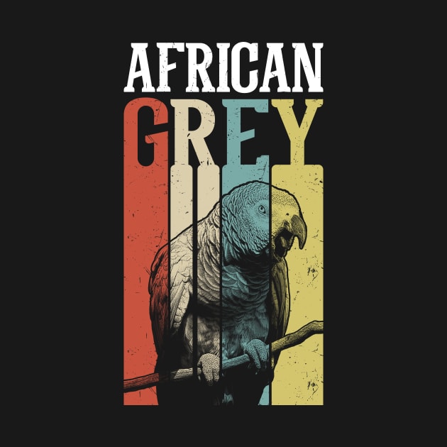 80s Retro Vintage African Grey Parrot by BirdNerd