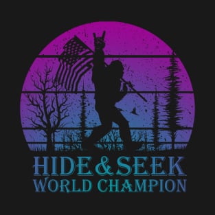 Hide And Seek World Champion Bigfoot American Flag Vintage T-Shirt