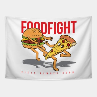 Pizza vs burger fight design Tapestry