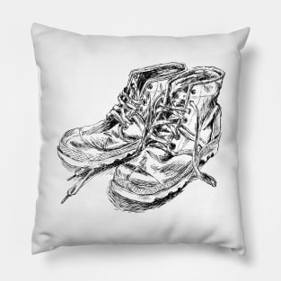 Old shoes print Pillow