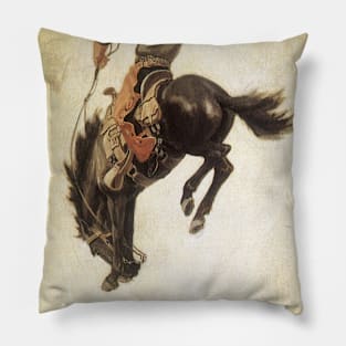 Vintage Cowboy, Bronco Buster Study by NC Wyeth Pillow