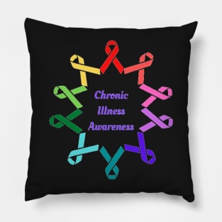 Red,Pink,Purple,Blue,Green and Yellow Chronic Illness Awareness Pillow