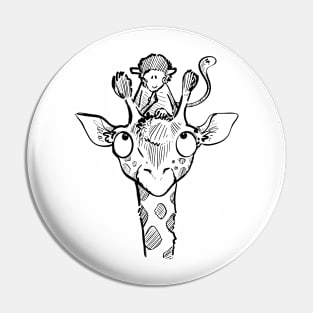 Monkey and giraffe Pin