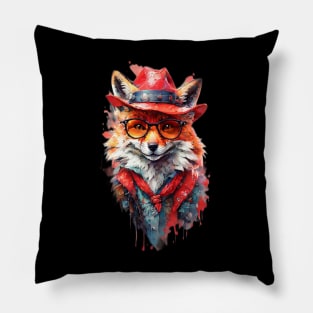 Handsome Fox with Cowboy Hat Pillow