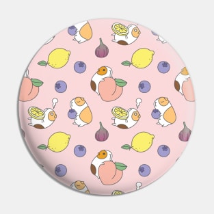 Guinea Pigs and Fruits Pattern in Pink Background Pin